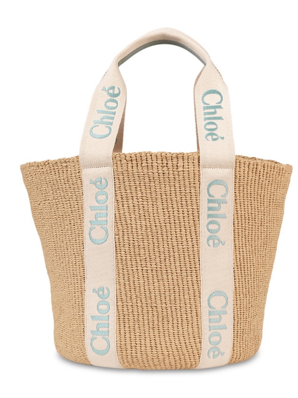 Chloe Woody Large Basket Tote - Color: Bluish Green